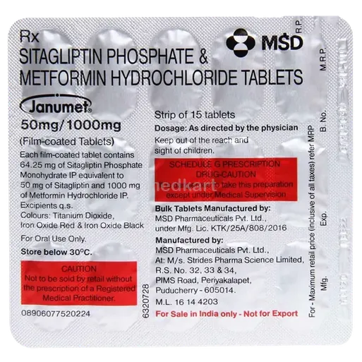 janumet 50/1000mg tablet 15's